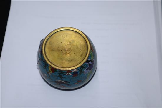 A Chinese cloisonne enamel water pot, Qing dynasty height 6cm